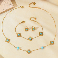 Nouveau Style chinois rétro Turquoise Bracelets Simple plaqué or petite fleur Bracelet Unique personnalisé bijoux fins pour les femmes