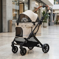 Poussette pliable légère pour animaux de compagnie, chien et chat, chariot de voyage extérieur avec auvent en maille et roues pivotantes
