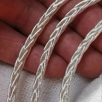 Câble de casque plaqué argent torsadé stéréo de haute qualité de 3.5mm câbles intra-auriculaires de ligne de mise à niveau des écouteurs