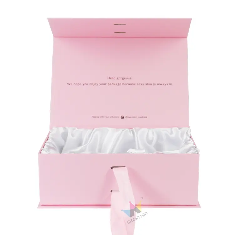 Pink Paper Custom Logo Design Magnetic Closure Cardboard Packaging Box For Gift