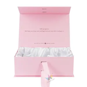 Pink Paper Custom Logo Design Magnetic Closure Cardboard Packaging Box For Gift