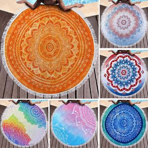 Telo Mare Rotondo in Microfibra con Nappe, Stampa Boho Mandal, Anti-Sabbia, Asciugatura Rapida, Grande Coperta da Spiaggia Rotonda, Stampa Digitale Personalizzata - Product Image 1