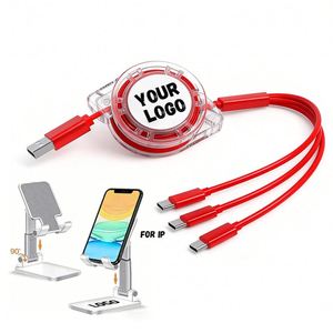 Wholesale Promotional Gift Multi Pvc Tpe <b>3</b> In1 Fast Charging Custom Logo Retractable <b>Usb</b> Charger <b>Cable</b> for Mobile Phone - Product Image 1