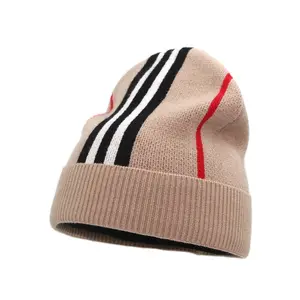 ZGレターニット帽冬の暖かいファッションスタイルのイヤーラップウールの帽子ストライプストリート女性のための屋外ビーニーハット