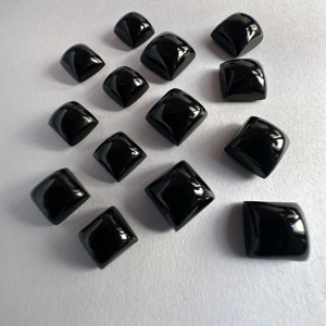 Cabochon carré en onyx noir riche, pierre précieuse de 4 mm à 20 mm, qualité naturelle AAA, poli à la main - Product Image 2