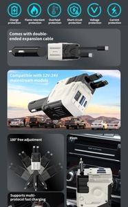 Быстрое зарядное устройство для автомобильных сигарет, 120 Вт, супер быстрая зарядка, встроенные выдвижные кабели 4 в 1, адаптер для автомобильного зарядного устройства - Product Image 3