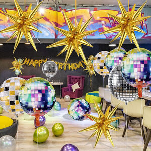 12 Uds. Globos de Mylar de papel de aluminio Silver Explosion Star para 70s 80s 90s Theme Disco Dance <span class=keywords><strong>Fever</strong></span> Party Decoraciones Suministros - Product Image 2