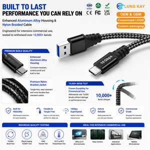 Cavo USB 3.2 Gen 2 da A a C LUNG KAY, 10Gbps Alta Velocità di Sincronizzazione Dati, Ricarica Rapida 3A per SSD e Case per Dischi Rigidi Esterni - Product Image 2