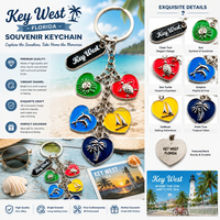 Porte-clés en alliage de zinc coloré en forme de cœur émaillé, souvenirs de Key West en Floride, porte-clés personnalisé en métal en forme de cœur de dauphin