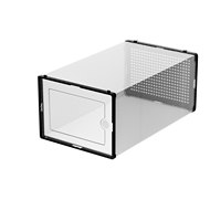 Boîte à chaussures rectangulaire moderne en plastique PPABS grande taille, à ouverture latérale, avec cadre double extrémité, personnalisable, forte capacité de charge, haute valeur esthétique