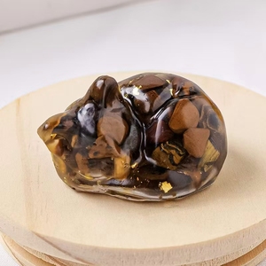 Patung Hewan Resin Batu Kristal Alami yang Dihancurkan dengan Lem Tetes, Patung Kucing Tidur dari Batu Kristal yang Dihancurkan, Kerajinan Hiasan Mobil - Product Image 3