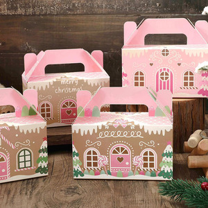 Hồng Giáng Sinh Điều Trị Nhà Hình Dạng Hộp <span class=keywords><strong>Gable</strong></span> Với Xử Lý Kẹo Túi Xmas Quà Tặng Giấy Container Đảng Ủng hộ Tùy Chỉnh Hộp Quà Tặng - Product Image 4