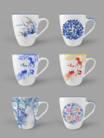 Vente en gros de tasses à lait en céramique de 11 oz, style dessin animé, motif floral, pour les fêtes, utilisables au micro-ondes et au lave-vaisselle, personnalisables avec un autocollant