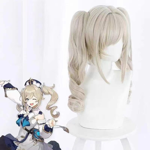 <span class=keywords><strong>Peluca</strong></span> de cosplay de seda de alta temperatura sin encaje, doble cola de caballo, estilo Barbara Roman, para cosplay de Priest Barbara de Original God West Wind Knights Prayer. - Product Image 2