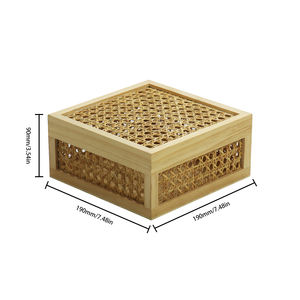 Panier en rotin en bois naturel de conception exquise faite à la main boîte de rangement de cadeau de rotin de maison boîte d'emballage d'organisateur - Product Image 2