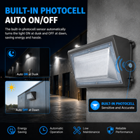 Applique murale LED extérieure étanche IP65 avec capteur photocellule, allumage crépusculaire, éclairage de sécurité commercial mural