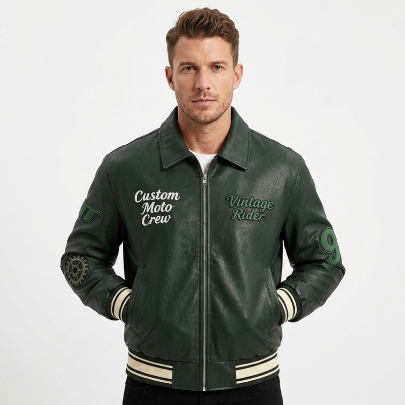 Custom Men s Lamb Leather Varsity