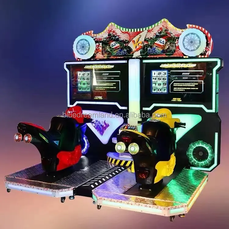 Games Park Coin Operated Arcade Game Machine TT Motorcycle Bike Racing Game Machine Simulator Luxury 2 Players 32" US PLUG