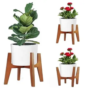 10" Wood Plant Stand Wholesale Flower Pot Holder Indoor Display Floor Single Planter 1 Pack Pot Is Not Included