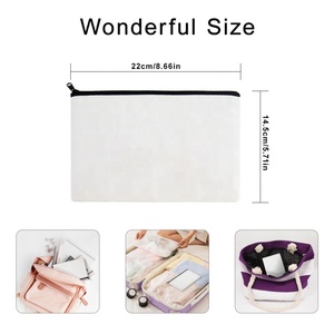 Estuche para bolígrafos con cremallera y logotipo personalizado, bolsas de maquillaje cosméticas de lona de algodón de viaje ecológicas, estilo de dibujos animados a la moda - Product Image 3