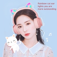 Audífonos Inalámbricos con Orejas de Gato STN26, Luz Intermitente, Micrófono, LED, Regalo para Niñas, Casco de Música Estéreo, Audífonos Bluetooth con Diseño de Gatito