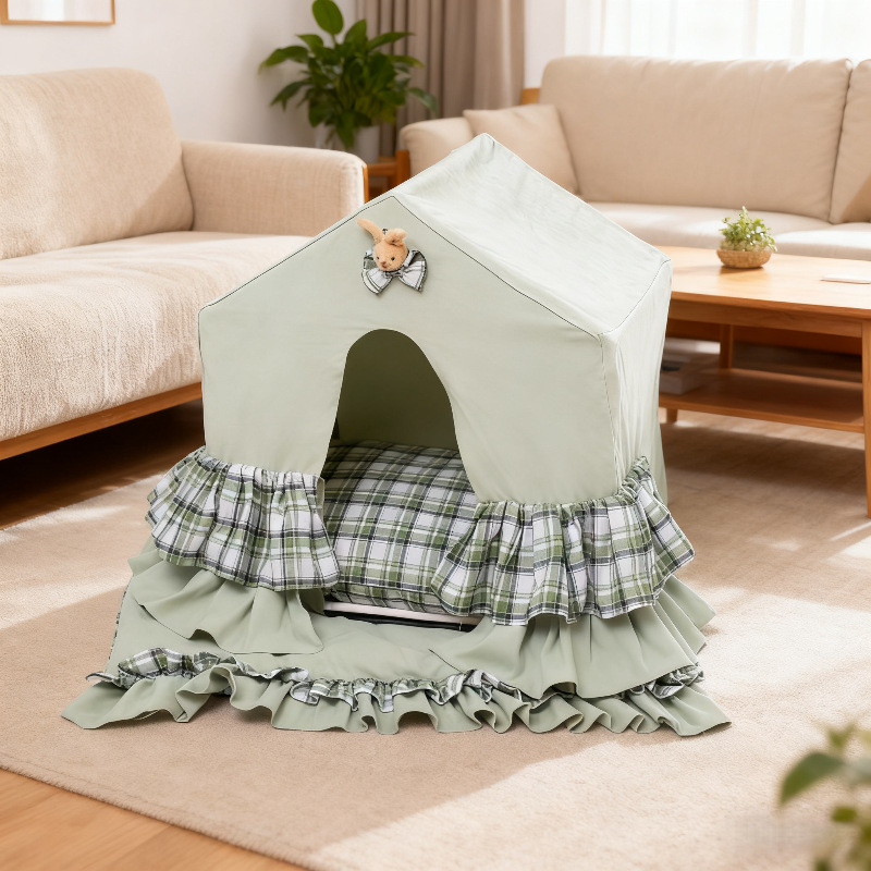 Light green grid house tent nest