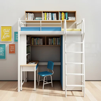 Meubles de dortoir étudiant : Lit mezzanine en acier avec escalier, bureau et chaise