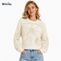WINDAY Vêtements pour femmes Pull en tricot pour femmes à manches longues, col rond, tricot doux, vêtements saisonniers, design et qualité supérieurs