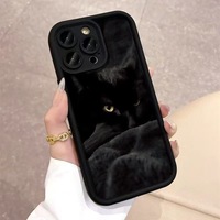 Coque de téléphone portable antichoc en TPU avec motif chat noir et impression photo, style objectif d'appareil photo, pour iPhone XR XS 11 12 13 14 15 16 17 18 Pro Max