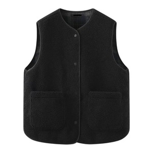 Gilet Antivento in Finto Velluto Lavorato a Maglia <span class=keywords><strong>per</strong></span> Donna, Stile Autunnale USA/UE, Elegante, Monopetto con Bottoni e Tasche, Senza Maniche - Product Image 3
