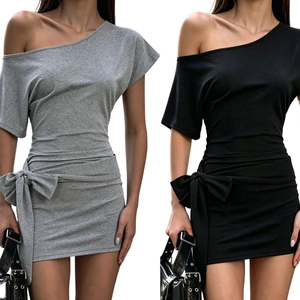 Blusa Corta de Verano para Mujer, Estilo Informal, Asimétrica, con Hombros Descubiertos, Color Sólido, Transpirable y Ecológica - Product Image 1