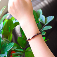 Bracelet unisexe en argent S925 Yunzhi avec perles de grenat rouge bordeaux taille brillant en forme de cœur de 5 mm, fait main, idéal pour anniversaire, vente transfrontalière
