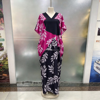 Nouvelle Robe Kaftan Africaine Bubu pour Femme, Grande Taille, Élégante, Quotidienne, en Tissu Noir Ample avec Imprimé Feuilles et Patchwork Ethnique, Vente en Gros pour l'Été