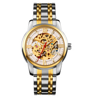 Reloj Mecánico Automático de Lujo para Hombre Skmei 9222, de Acero Dorado, Resistente al Agua, con Diseño de Esqueleto