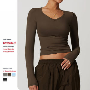 เสื้อยืดแขนยาวสำหรับใส่เล่นโยคะฟิตเนสรัดรูประบายอากาศได้ดีแห้งเร็วฤดูใบไม้ร่วงฤดูหนาว - Product Image 1