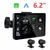 Sistem Navigasi Global Sepeda Motor Layar Carplay Portabel 6,2 Inci DVR Kamera Ganda untuk Pencerminan Layar Sepeda Motor Carplay