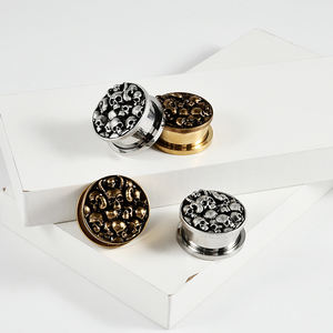 Venta al por mayor gótico cuerpo joyería Acero inoxidable Punk esqueleto serpiente fantasma búho oreja medidores enchufe lóbulo expansor camilla para fiesta - Product Image 5