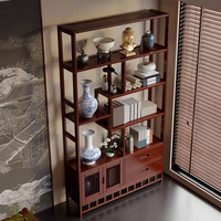 Étagère de présentation en bambou, nouveau style chinois, meuble multi-compartiments avec double porte et tiroirs, pour salon, hôtel, présentation de thé, mobilier de maison
