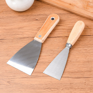 Espátula de acero inoxidable con mango de madera, 2 piezas, para asar, freír, teppanyaki, pizza, Jianbing, carne, utensilio de cocina - Product Image 3
