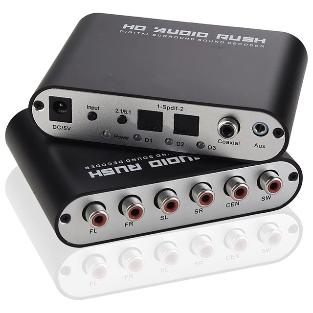 5.1 CH Audio Decoder with Multi-Input SupportCoaxial/Optical to RCA Converter for Enhanced Sound From TV, PS5, Xbox, DVD