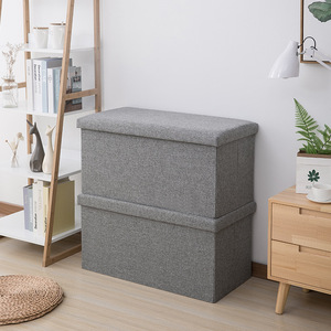 Space-Saving Linen Fabric Clothing <strong>Storage</strong> Ottoman Bench Foldable Seat Footrest Shoe Bench End of Bed <strong>Storage</strong> <strong>Stool</strong> <strong>With</strong> Lid - Product Image 2