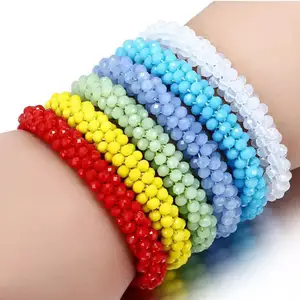 bohemian nepal glass faceted crystal ball beads beaded adjustable elastic bangle bracelets jewelry hair ties for women jewelry
