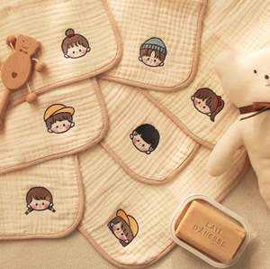 6-Layer 100% Cotton Children's Facial Towel Soft Absorbent Washable Square-shaped Muslin <b>Cloths</b> for Bath Home Woven Bathroom - Product Image 3