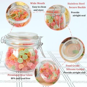 Vacuum Sealed Air Tight Transparent Borosilicate Glass <b>Flip</b> <b>Top</b> Cap Coffee Food Storage Jar Clamp Lock Lid Eco-Friendly 0.5-1L - Product Image 2