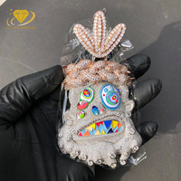 925 argent Hip Hop bijoux dessin animé pendentif glacé émail Moissanite pendentif jésus personnage glacé rappeur pendentif cadeau