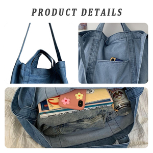 Bolso Tote de Mezclilla Grueso y Duradero con Diseño Personalizado para Proveedores, Bolso Cruzado de Jean con Asa Corta, Bolsos Utilitarios - Product Image 4