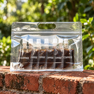 Empaque de Café Transparente con Logotipo Personalizado y Asa, Certificado de Calidad, Bolsas Resellables con Sellado de Ocho Lados para Granos de Café 100g 500g - Product Image 2