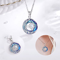 Changda Nudo De Bruja Plata femmes 925 en argent Sterling Wicca noeud celtique collier ensemble pierre de lune cristal ensemble de bijoux