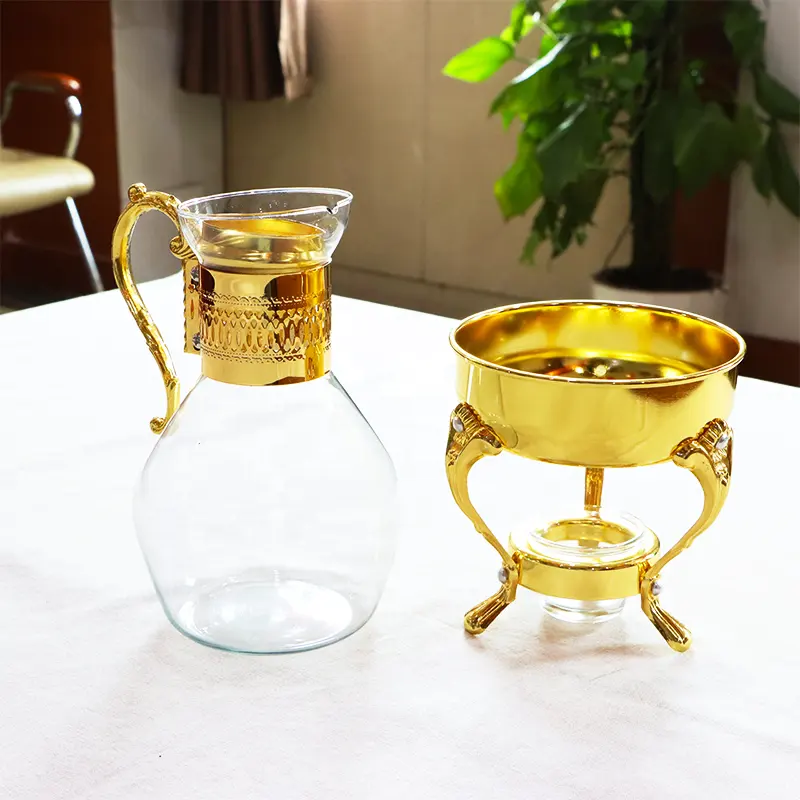 Handvat Metaal Glas Theepot Met Kaars Verwarming Base Set Europese Porselein Koffie Pot Afternoon Tea Set Woondecoratie