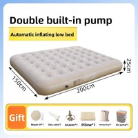 Matelas Gonflable Moderne Queen Size Pliable en PVC Floqué avec Pompe Intégrée Gonflage Rapide Alimentation USB - Meuble Portable pour la Maison